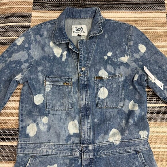 Lee Union-Alls Women's Coverall Denim Splatter Great Fog Pockets Blue Size Small - Picture 4 of 16